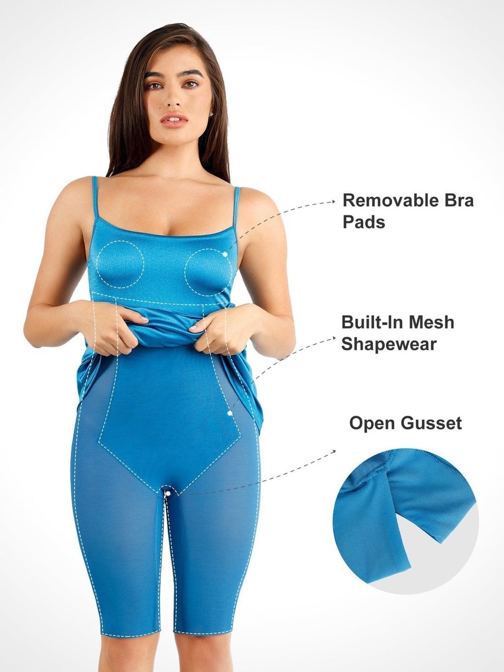 New popilush Shapewear Shine Slimming Tummy Control Maxi Slip Dress size large - Picture 2 of 9